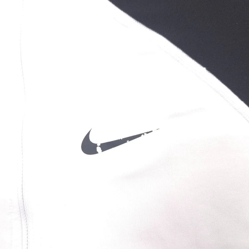 Nike Pro Dri-FIT Quarter Zip Pullover Women M Black White Geometric Thumbholes